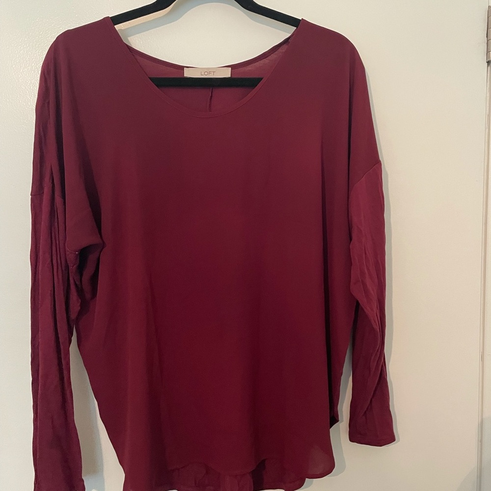 Log sleeve mix media blouse